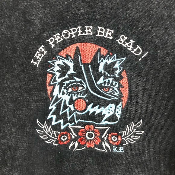 “Let People Be Sad” Embroidered Hoodie Sweatshirt by Abigail Sz Medium - Picture 3 of 10